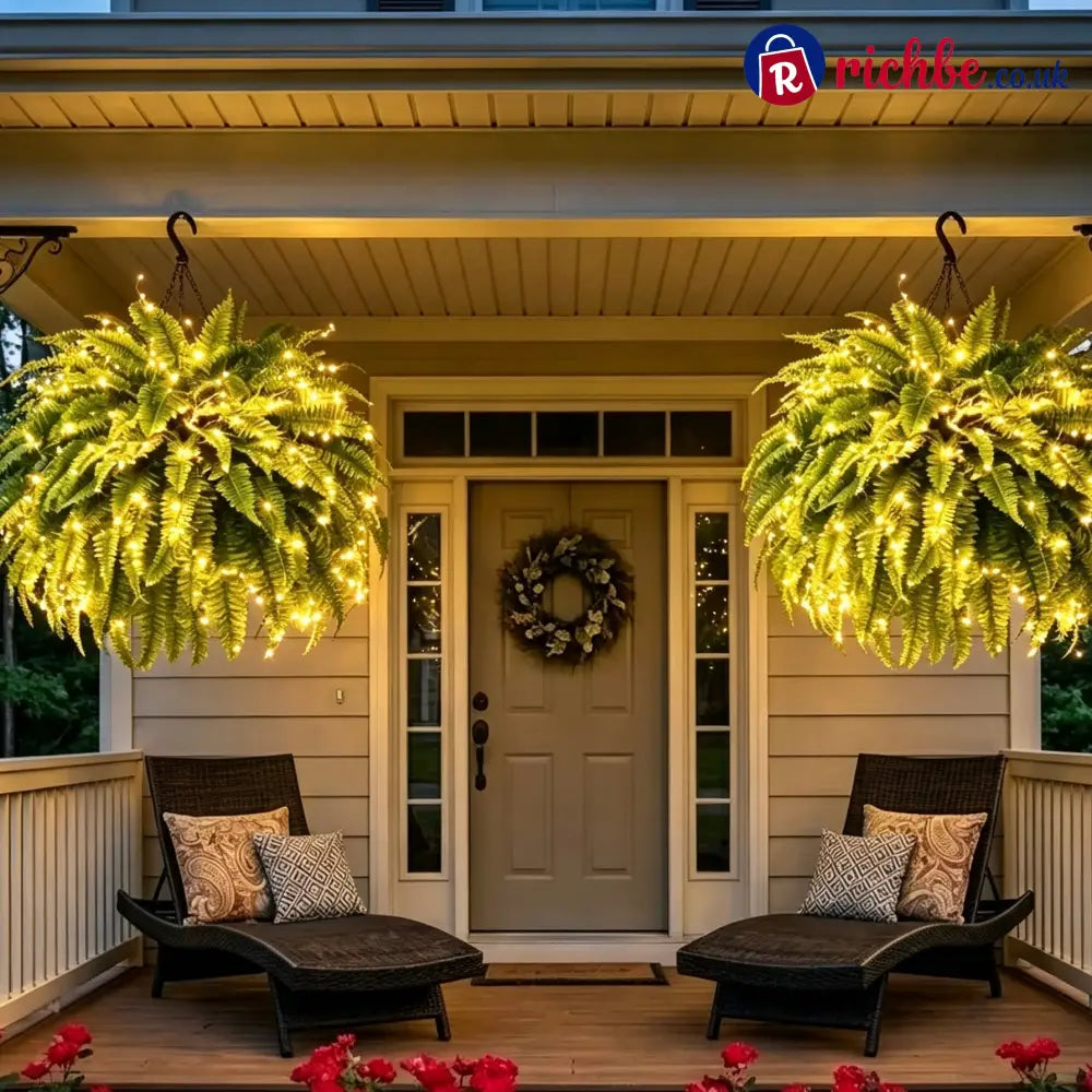 💛Glowing Boston Ferns with Lights – 🌿 Zero Watering Zero Maintenance