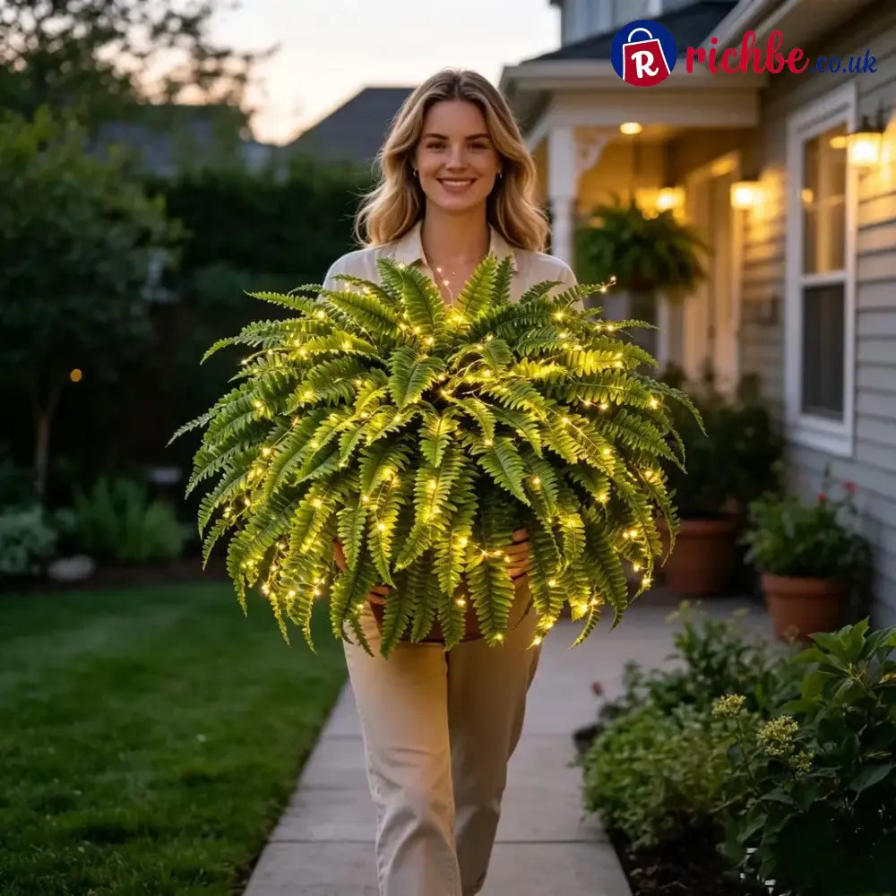 💛Glowing Boston Ferns with Lights – 🌿 Zero Watering Zero Maintenance