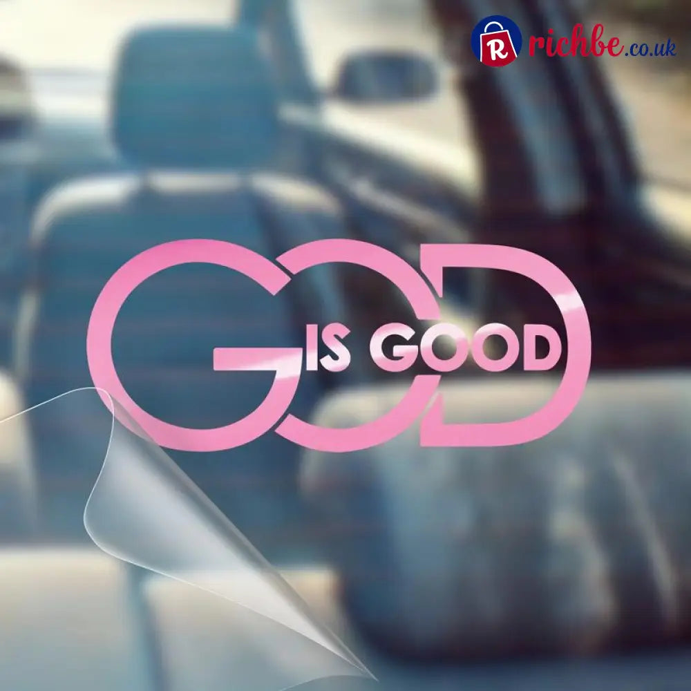 🙏 ’God Is Good’ Christian Car Decal Sticker | Premium Religious Décor - Pink / Buy 1 Get 1 Free