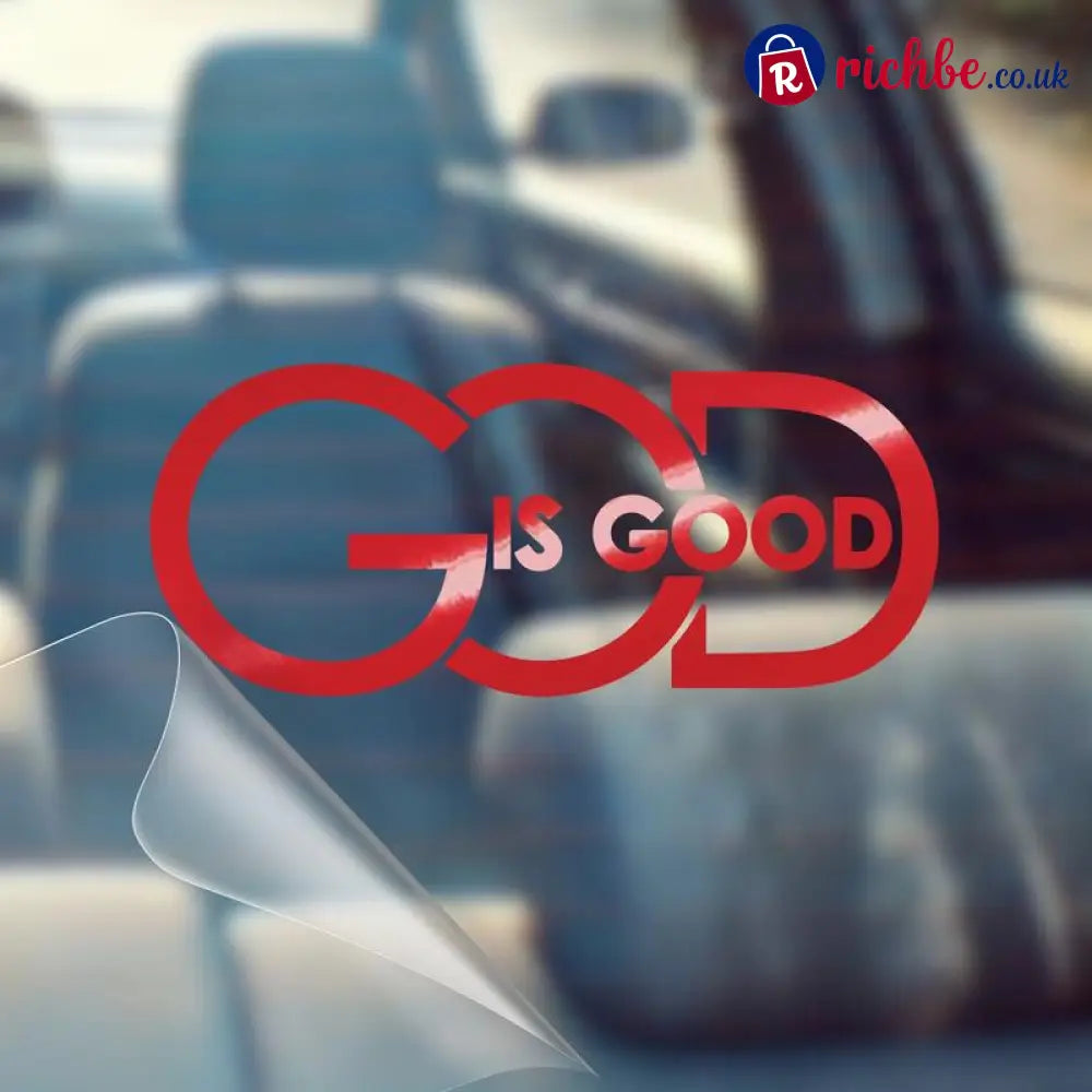 🙏 ’God Is Good’ Christian Car Decal Sticker | Premium Religious Décor - Red / Buy 1 Get 1 Free