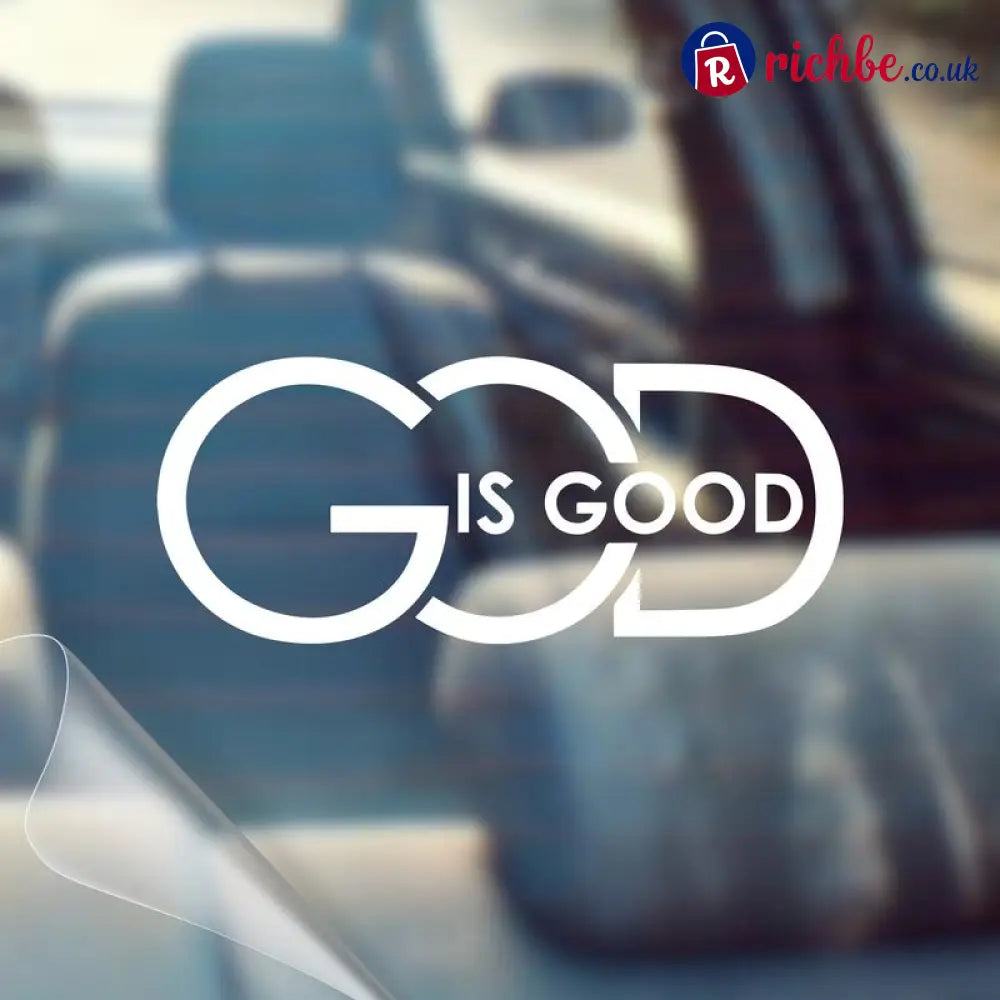 🙏 ’God Is Good’ Christian Car Decal Sticker | Premium Religious Décor - White / Buy 1 Get 1 Free