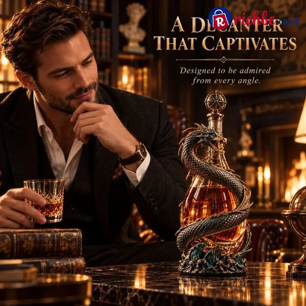 🐉 Golden Dragon Whiskey Bottle – Sculpted Dragon Design with Compass Stopper