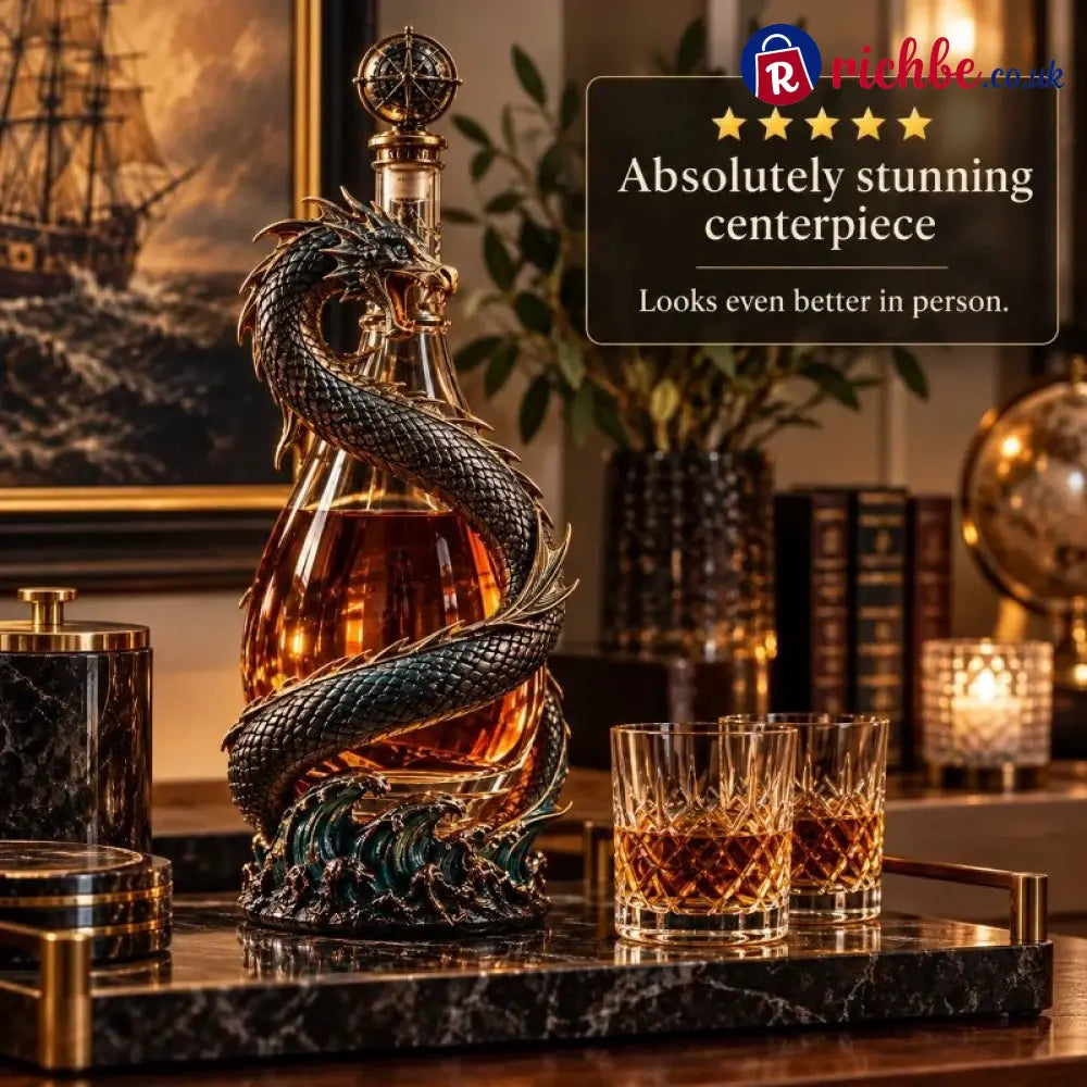 🐉 Golden Dragon Whiskey Bottle – Sculpted Dragon Design with Compass Stopper