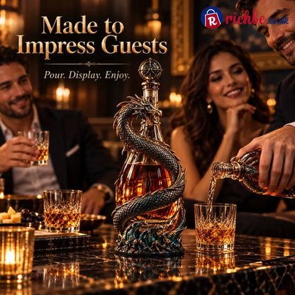 🐉 Golden Dragon Whiskey Bottle – Sculpted Dragon Design with Compass Stopper