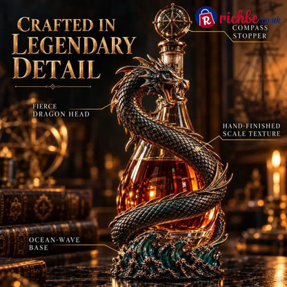 🐉 Golden Dragon Whiskey Bottle – Sculpted Dragon Design with Compass Stopper