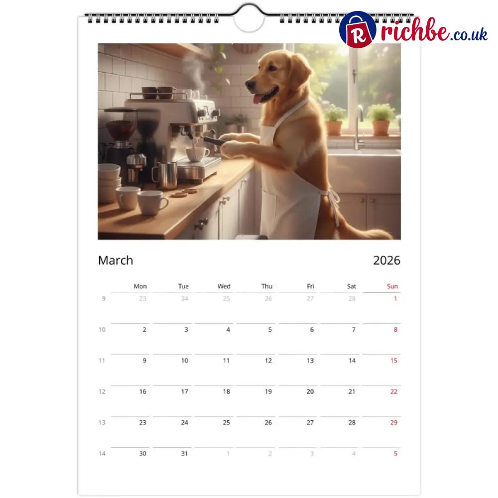 Golden Retriever dog Calendar 2026 - Daily Activities