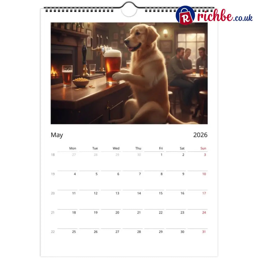 Golden Retriever dog Calendar 2026 - Daily Activities