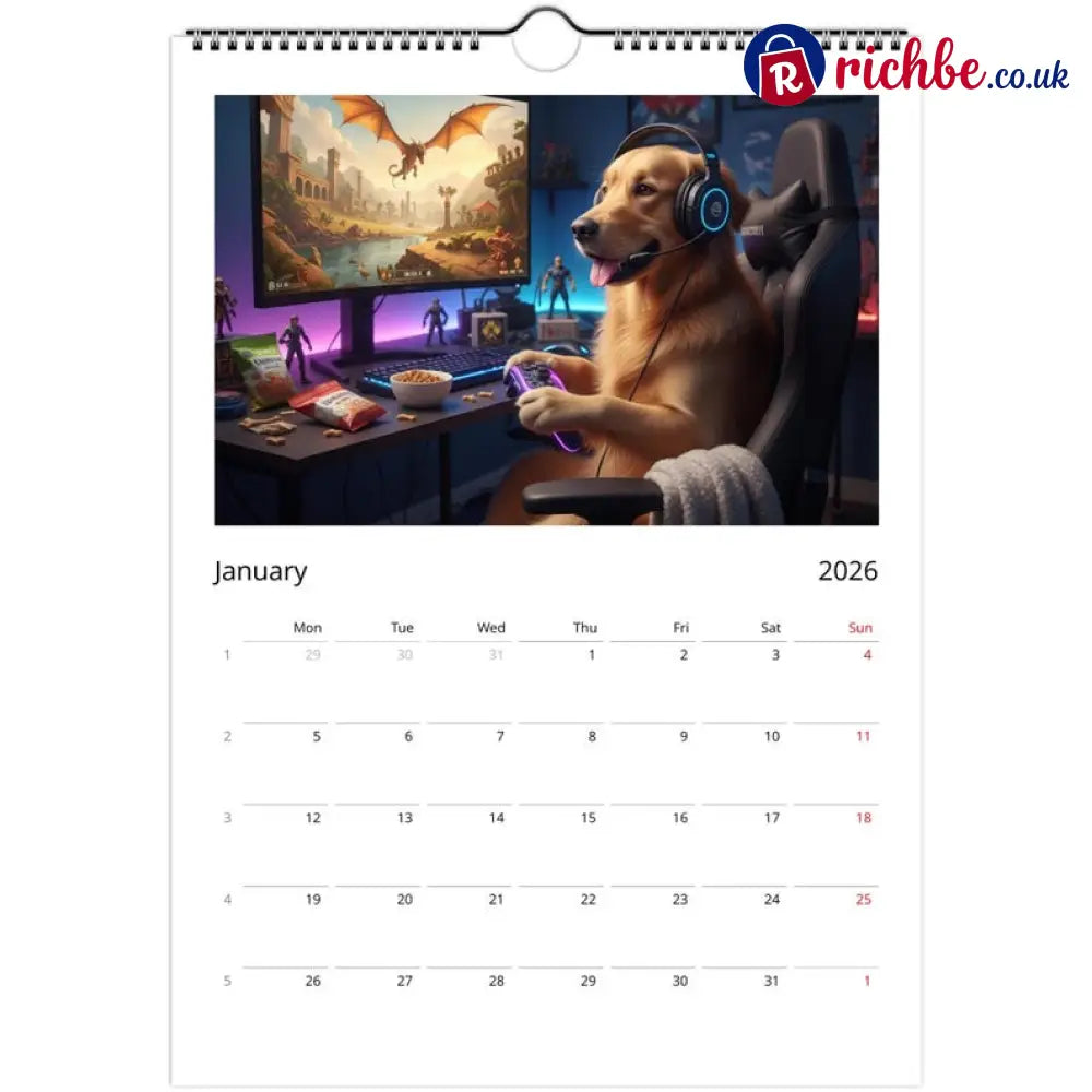 Golden Retriever dog Calendar 2026 - Daily Activities
