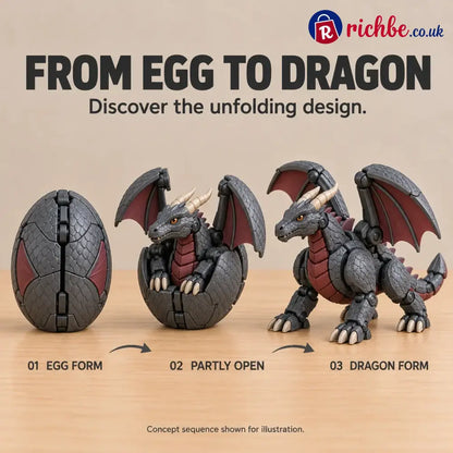 🐉 Guardian Dragon Egg, Transforming Dragon Figure with Sculpted Details