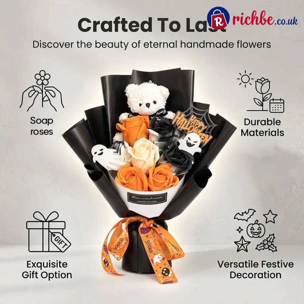 Halloween Bear Soap Rose Bouquet Gift Box