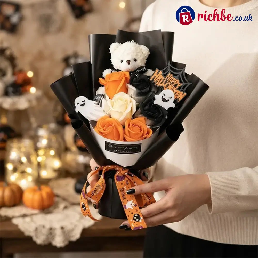 Halloween Bear Soap Rose Bouquet Gift Box