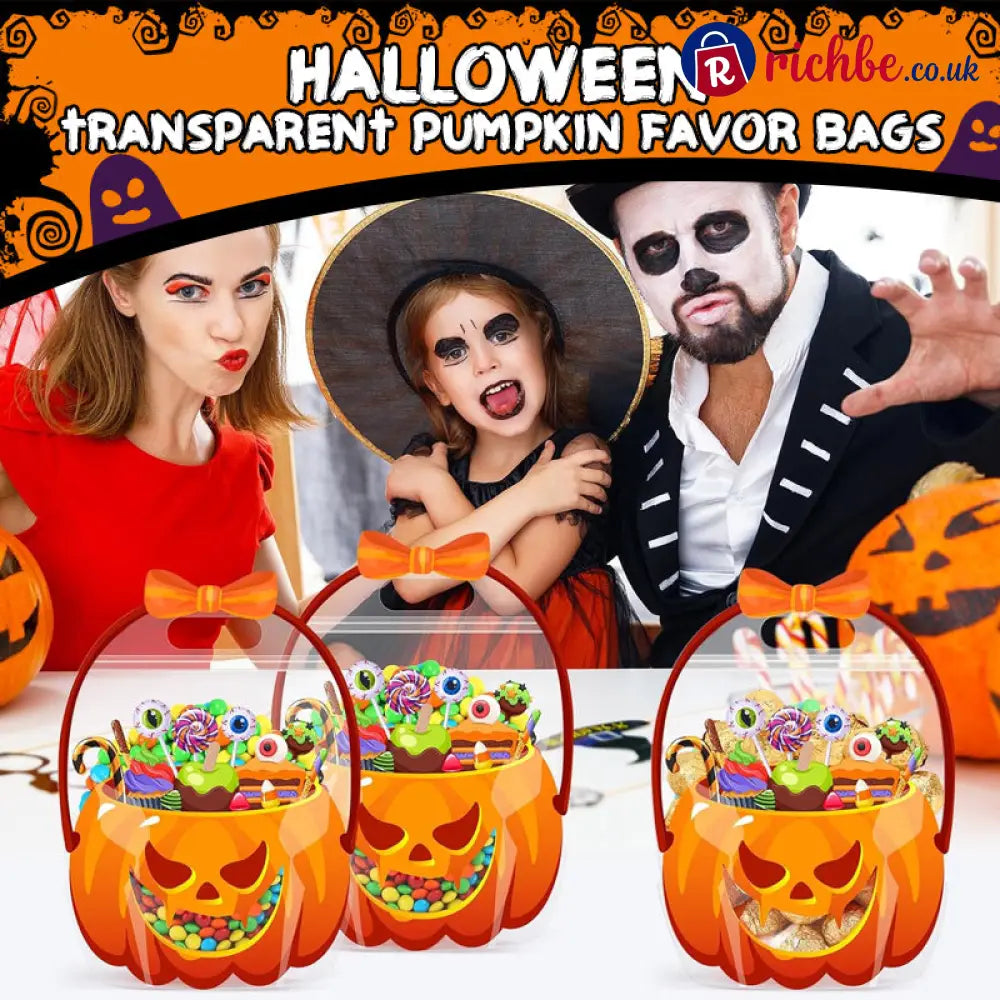 👻Halloween Bestsellers-Halloween Transparent Pumpkin Favor Bags