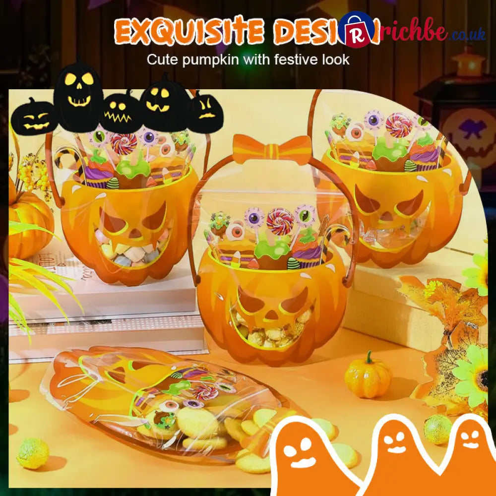 👻Halloween Bestsellers-Halloween Transparent Pumpkin Favor Bags