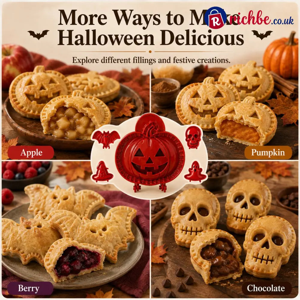 🎃 Halloween Mini Pie Mold Set – 8 Spooky Designs for Easy Festive Baking