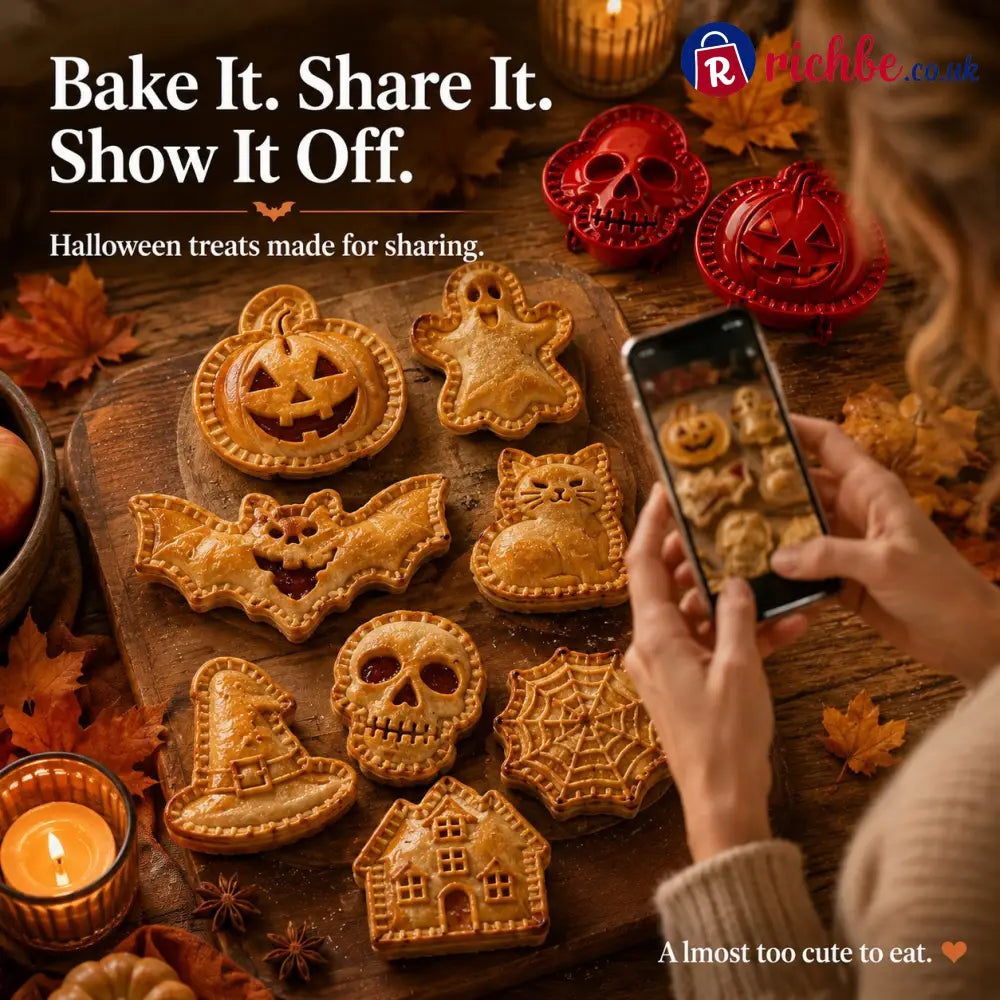 🎃 Halloween Mini Pie Mold Set – 8 Spooky Designs for Easy Festive Baking