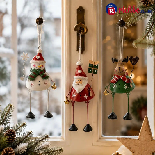 🎅 Hand-Painted Metal Dangling Leg Christmas Ornaments