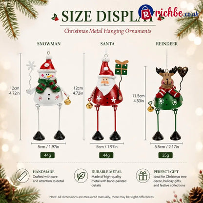 🦌✨ Hand-Painted Metal Dangling Leg Christmas Ornaments