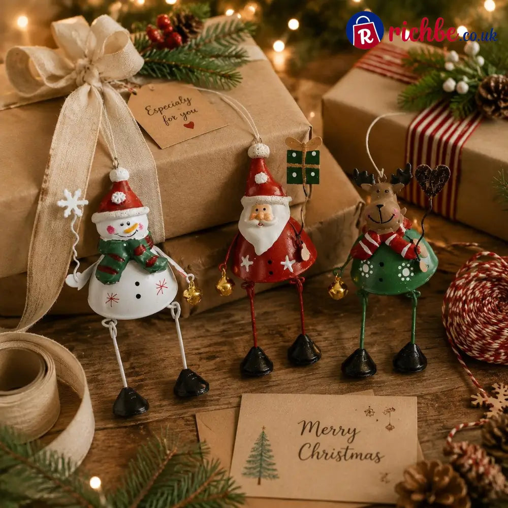 🦌✨ Hand-Painted Metal Dangling Leg Christmas Ornaments