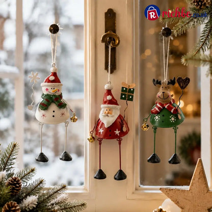 🦌✨ Hand-Painted Metal Dangling Leg Christmas Ornaments