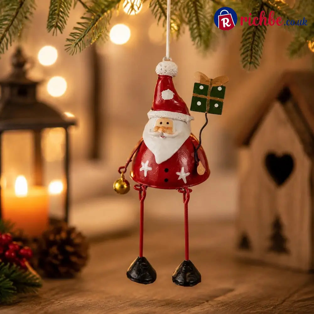 🎅 🎄Hand-Painted Metal Dangling Leg Christmas Ornaments - Santa Claus