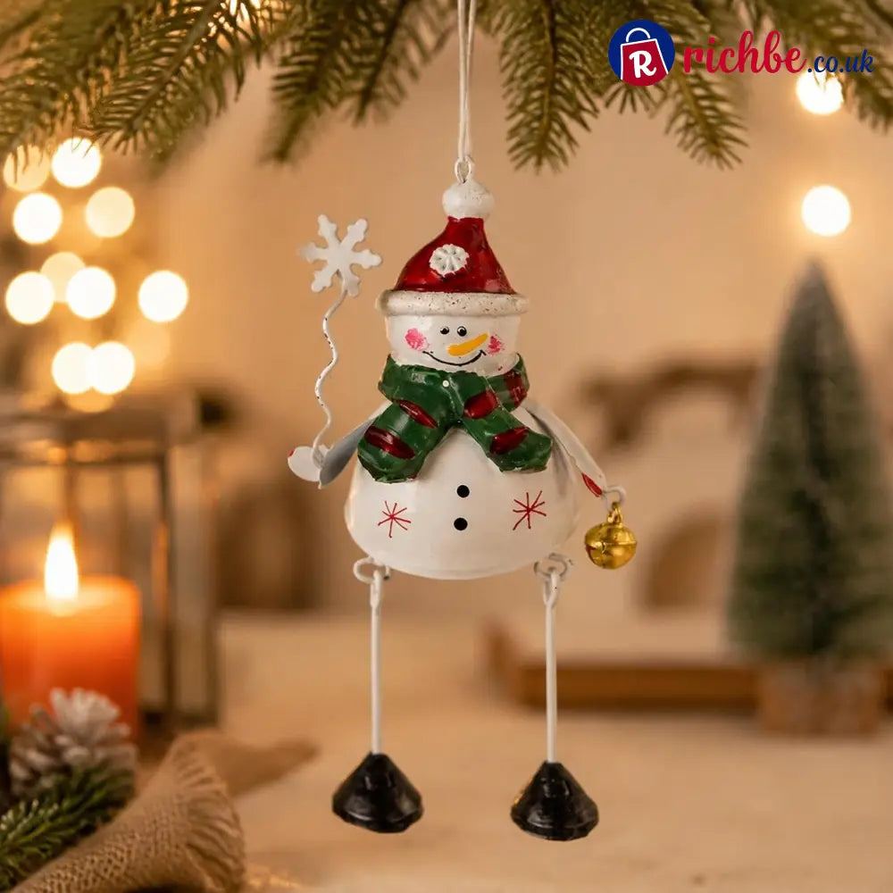 🎅 🎄Hand-Painted Metal Dangling Leg Christmas Ornaments - Snowman