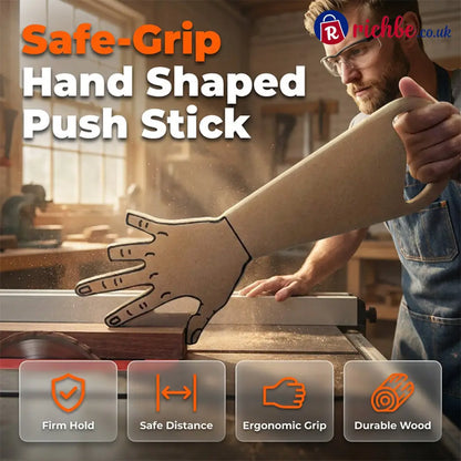 🪚 Hand Shaped Table Saw Push Stick, Ergonomic Safety Tool for Woodworking Prevents Kickback - Tools & Gadgets