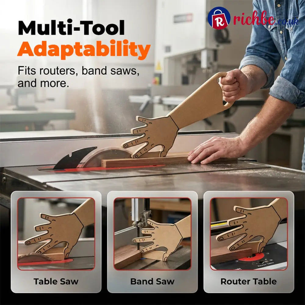 🪚 Hand Shaped Table Saw Push Stick, Ergonomic Safety Tool for Woodworking Prevents Kickback - Tools & Gadgets