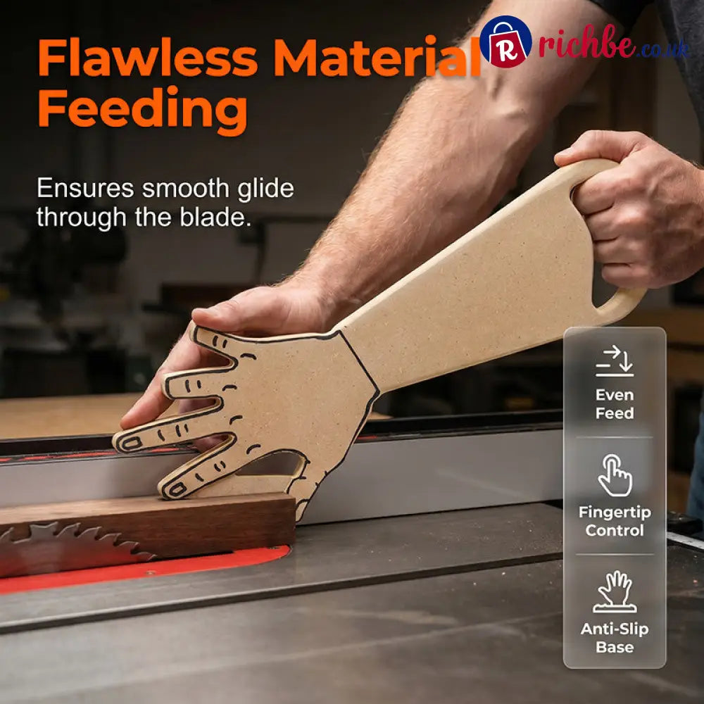 🪚 Hand Shaped Table Saw Push Stick, Ergonomic Safety Tool for Woodworking Prevents Kickback - Tools & Gadgets