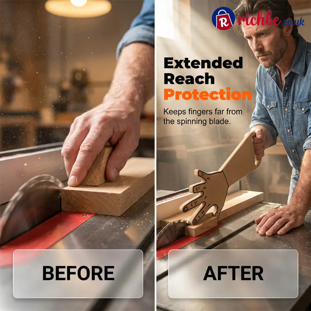 🪚 Hand Shaped Table Saw Push Stick, Ergonomic Safety Tool for Woodworking Prevents Kickback - Tools & Gadgets