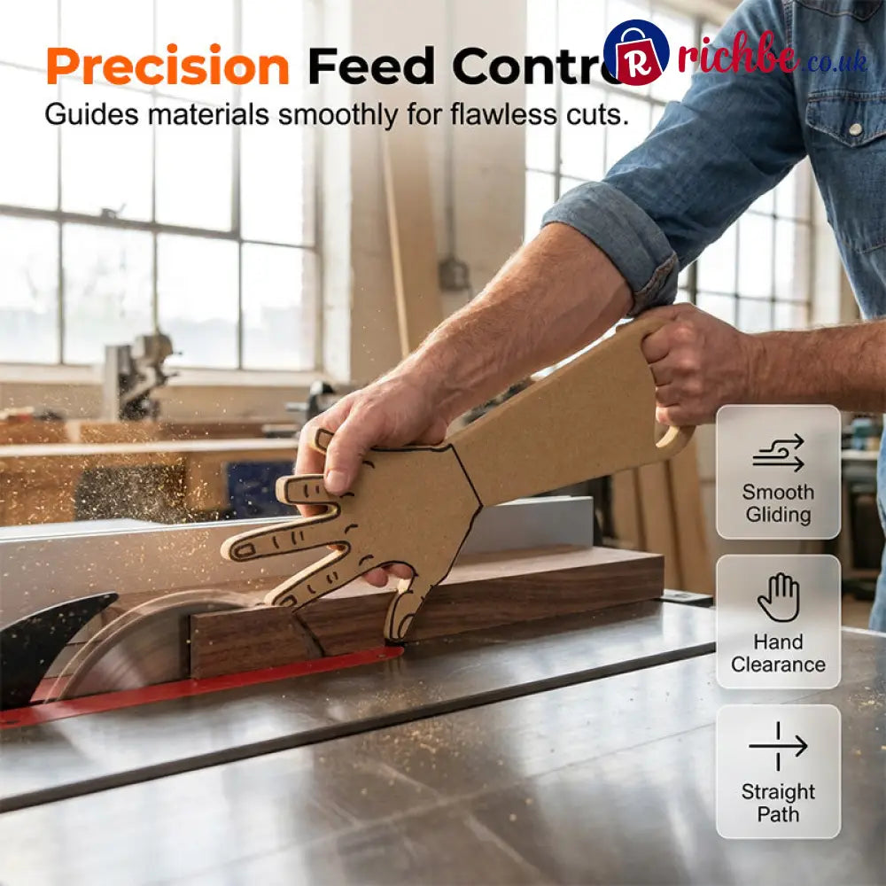 🪚 Hand Shaped Table Saw Push Stick, Ergonomic Safety Tool for Woodworking Prevents Kickback - Tools & Gadgets