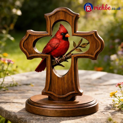 ❤️✝️Handcrafted Cardinal Cross Ornament