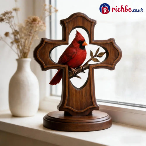 ❤️✝️Handcrafted Cardinal Cross Ornament