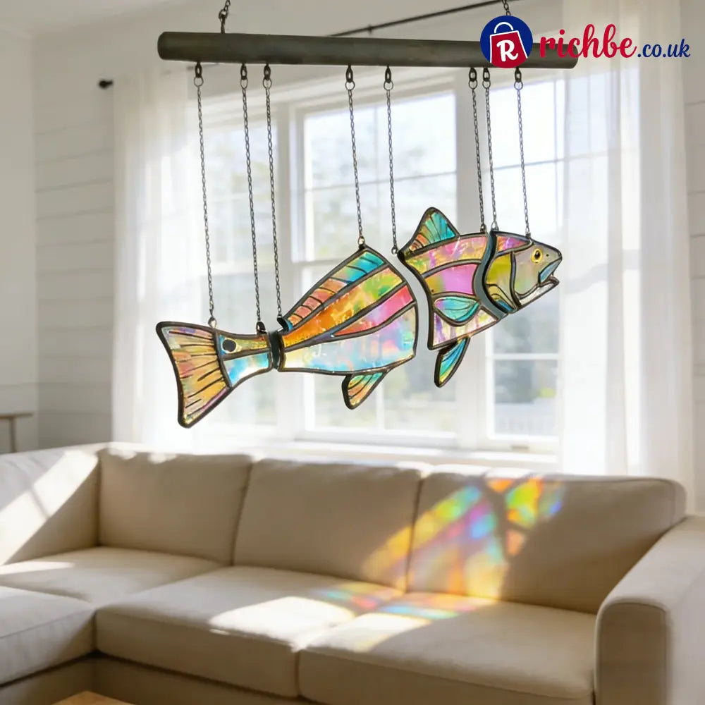 Handcrafted Stained Glass Red Drum-The Illusion of Swimming