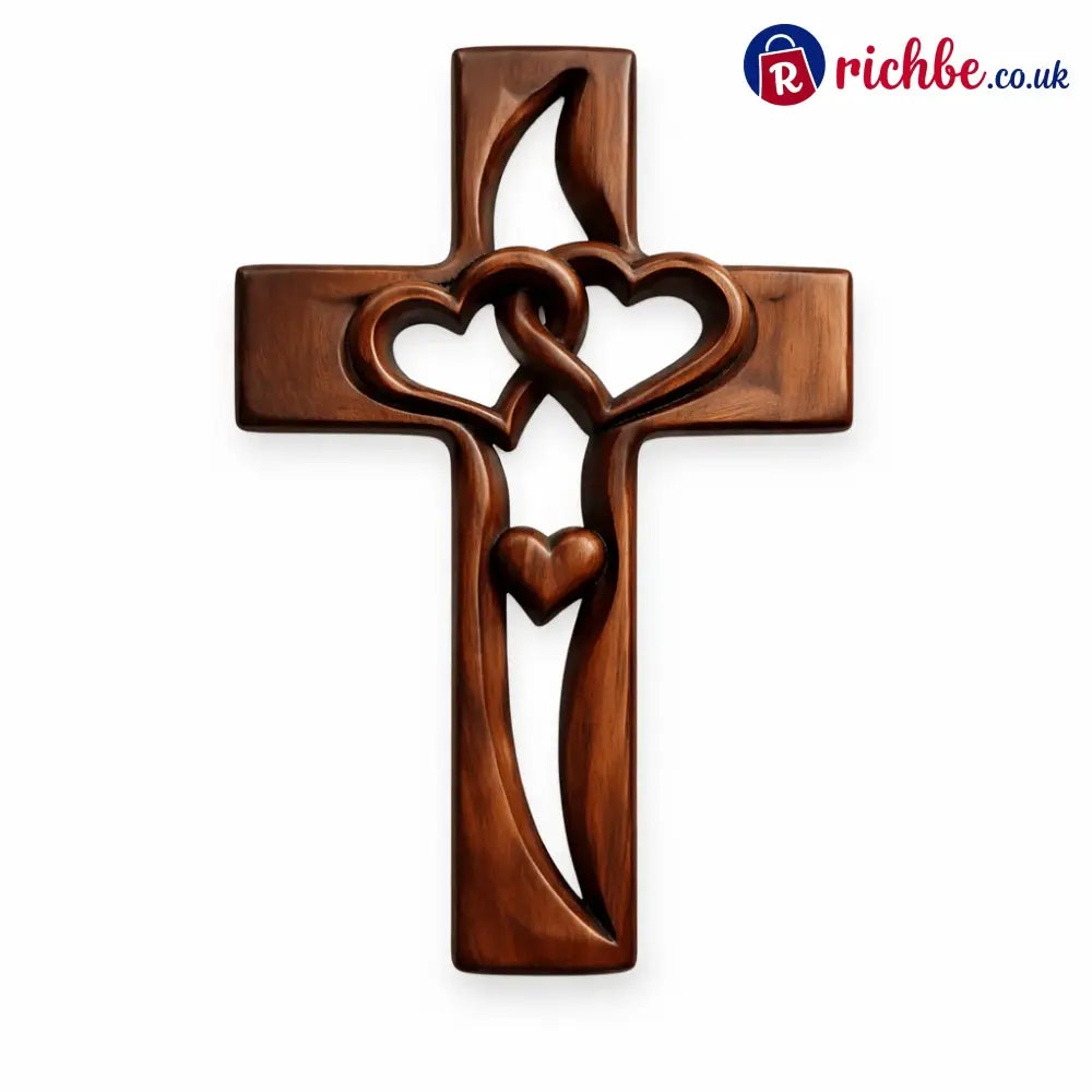 ✝️Handcrafted Two Heart Cross - Wainut Wood / ✝️Buy 1