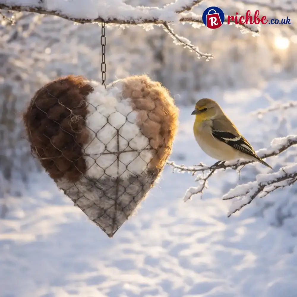 🕊️ Handmade Alpaca Fiber Bird Nesting Heart