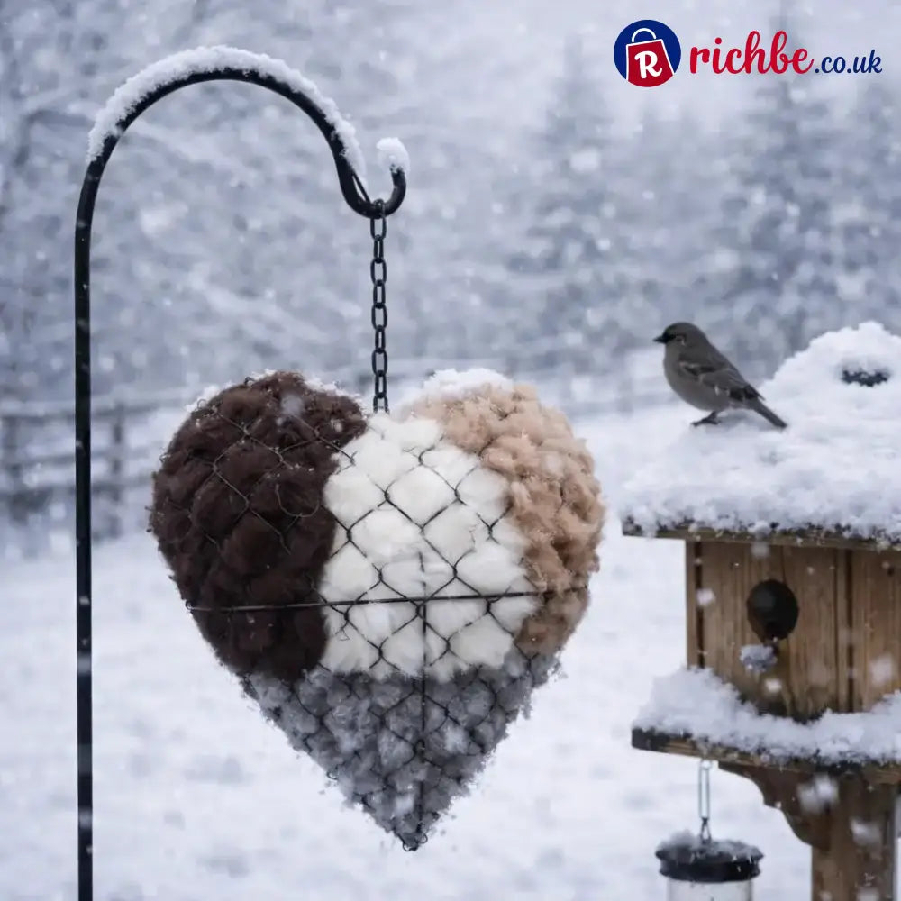 🕊️ Handmade Alpaca Fiber Bird Nesting Heart