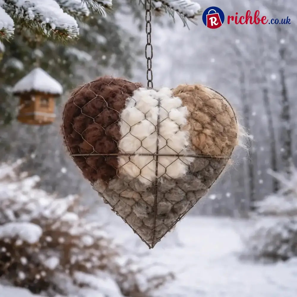 🕊️ Handmade Alpaca Fiber Bird Nesting Heart
