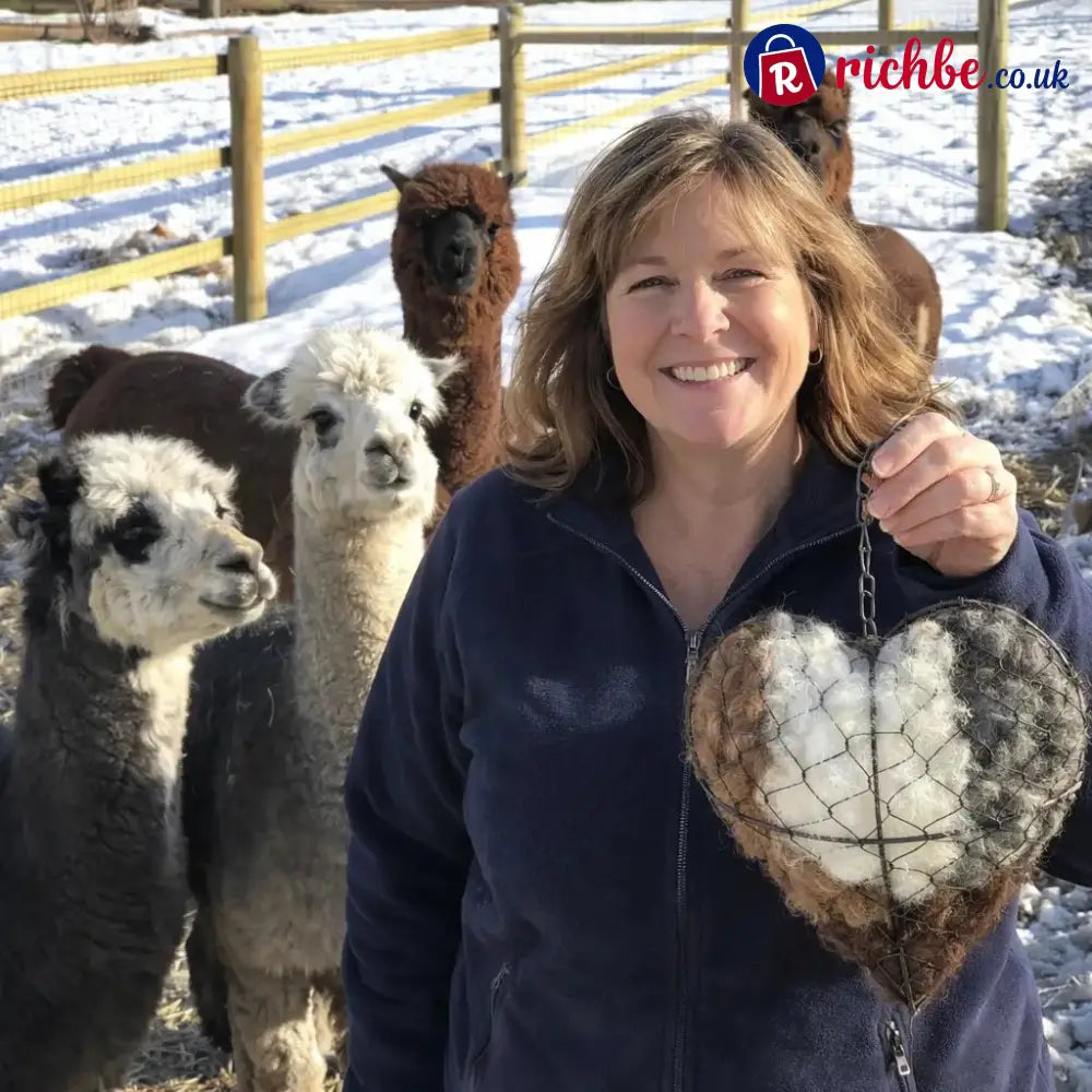 🕊️ Handmade Alpaca Fiber Bird Nesting Heart
