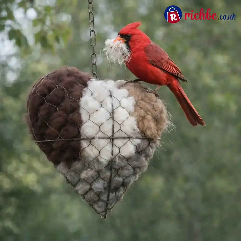 🕊️ Handmade Alpaca Fiber Bird Nesting Heart