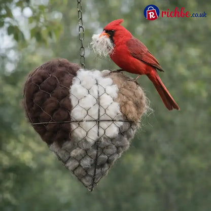 🕊️ Handmade Alpaca Fiber Bird Nesting Heart