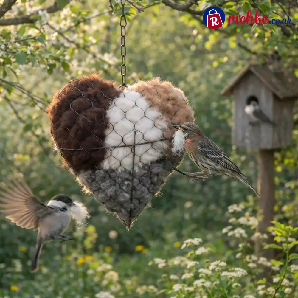 🕊️ Handmade Alpaca Fiber Bird Nesting Heart