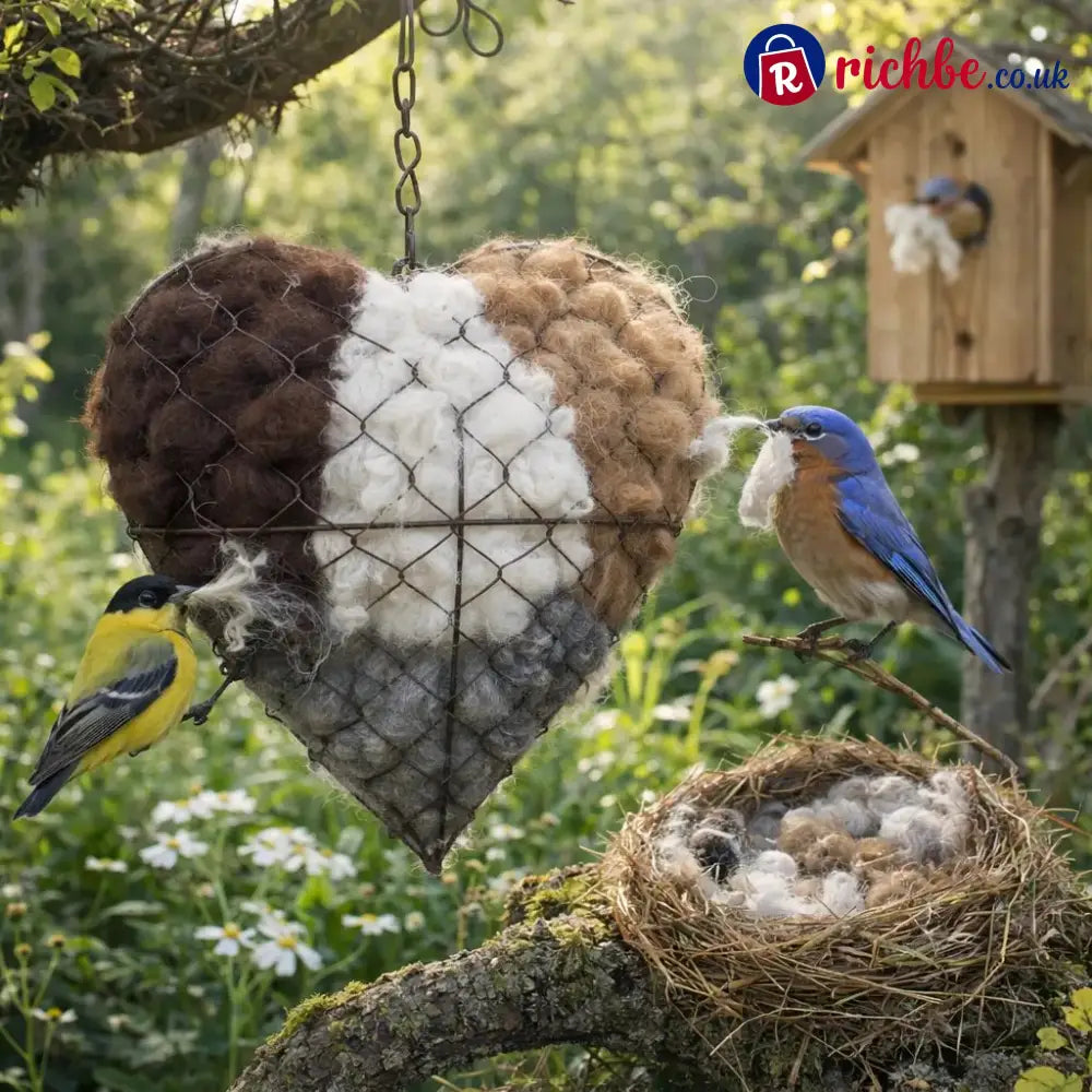 🕊️ Handmade Alpaca Fiber Bird Nesting Heart