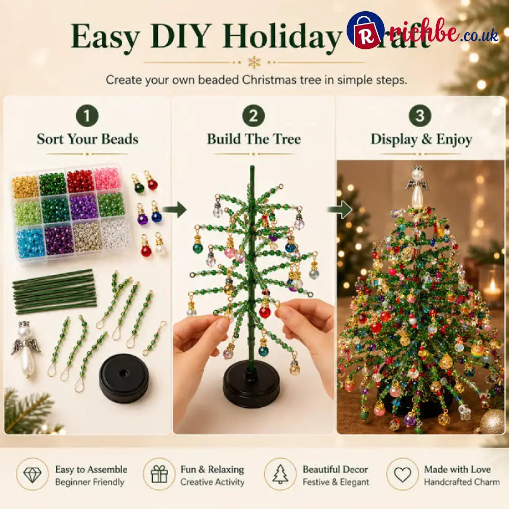 🎄✨Handmade Elegant Beaded Mini Christmas Tree | Collectible Premium Holiday Decor Kit