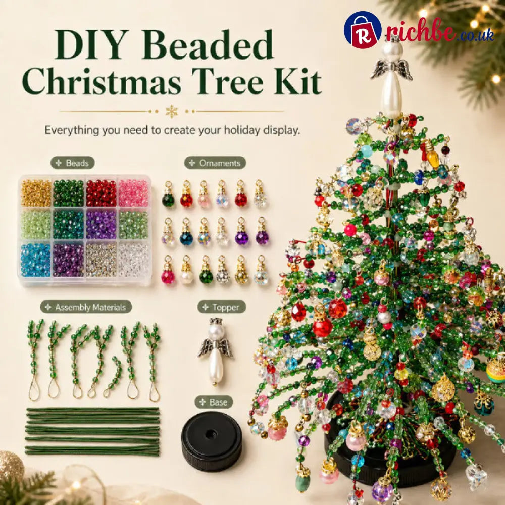 🎄✨Handmade Elegant Beaded Mini Christmas Tree | Collectible Premium Holiday Decor Kit
