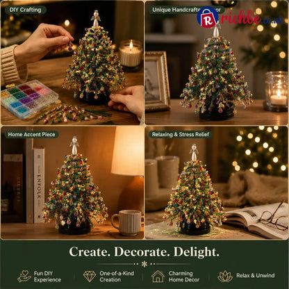 🎄✨Handmade Elegant Beaded Mini Christmas Tree | Collectible Premium Holiday Decor Kit
