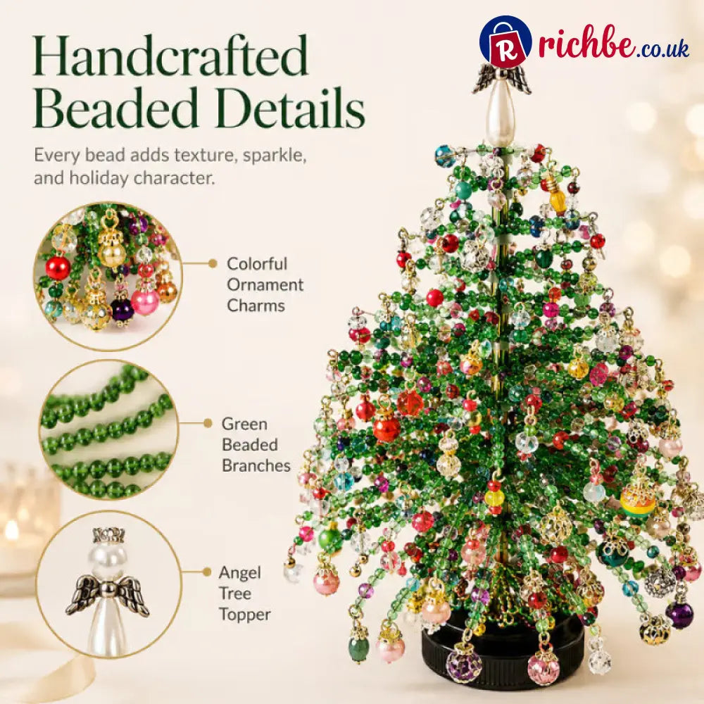 🎄✨Handmade Elegant Beaded Mini Christmas Tree | Collectible Premium Holiday Decor Kit