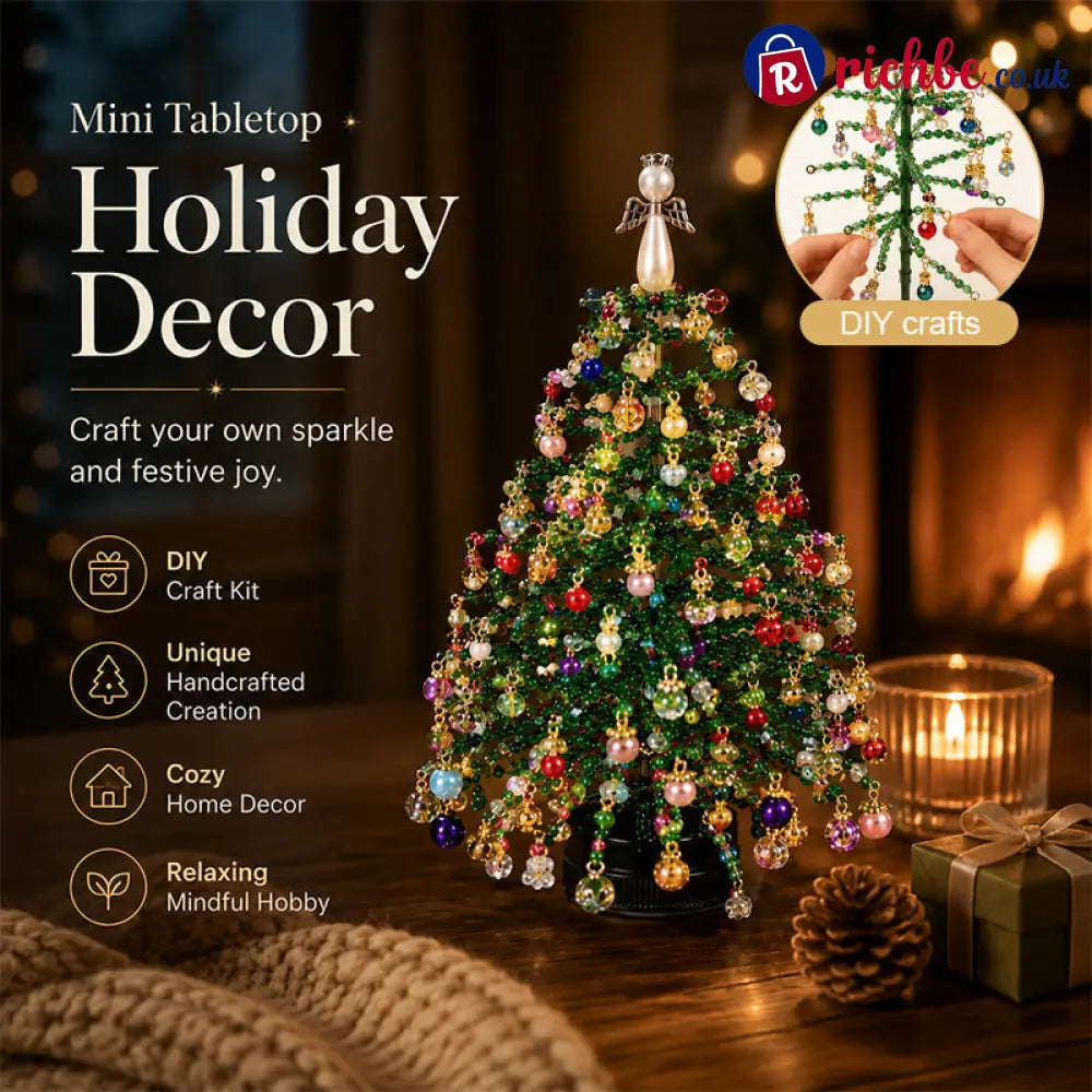 🎄✨Handmade Elegant Beaded Mini Christmas Tree | Collectible Premium Holiday Decor Kit