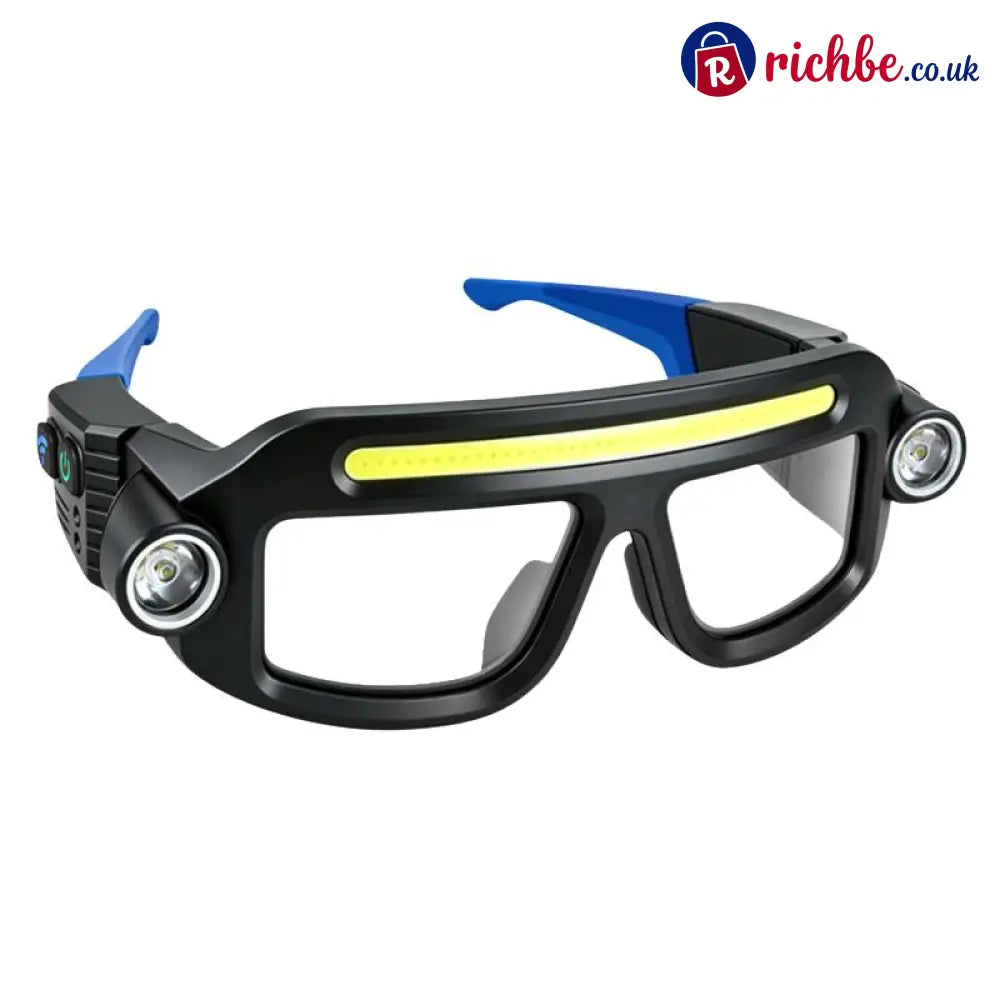 💡 Hands-Free LED Work Glasses – Wide Beam Side Lights & Over-Glasses Fit - Blue