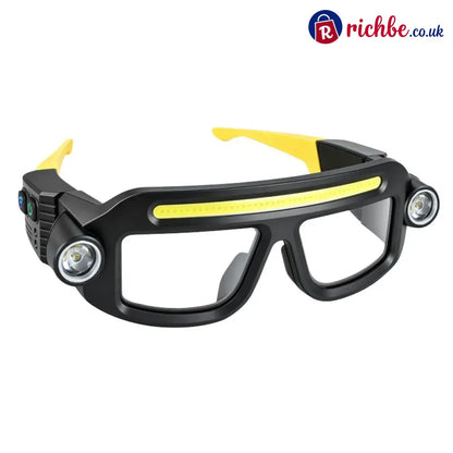 💡 Hands-Free LED Work Glasses – Wide Beam Side Lights & Over-Glasses Fit - Yellow