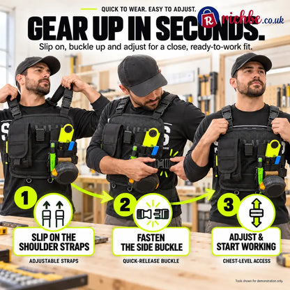 🛠️ Hands-Free Multi-Pocket Chest Tool Organizer – Keep Every Essential Within Reach